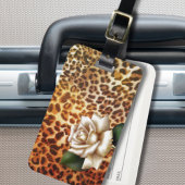 Stay Wild Animal print luipaard witte roos Bagagelabel