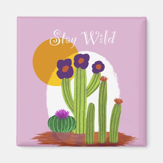 Stay Wild Cactus originele print magneet (Voorkant)