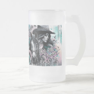 Stay Wild Cowgirl Frosted Mug Matglas Bierpul