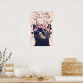 Stay Wild, Flower Child Cat Floral Matte Poster (Keuken)