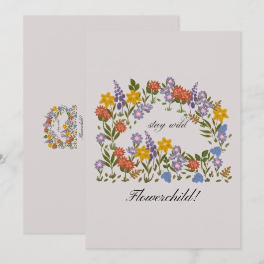 Stay Wild flowerchild! Bedankkaart (Voorkant / Achterkant)