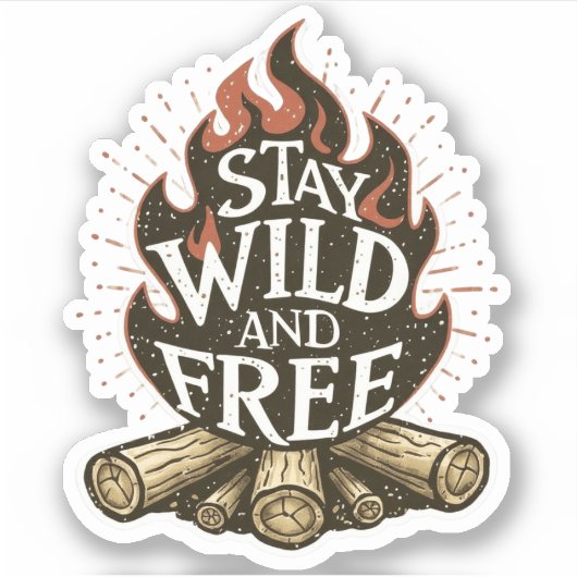 Stay Wild & Free Fire Pit Sticker | Die-Cut (Voorkant)