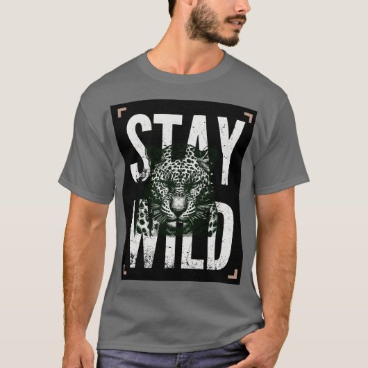 Stay Wild Leopard Face T-Shirt Design (Voorkant)