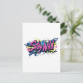 "Stay Wild" - levendig tekstontwerp in graffiti-st Briefkaart (Staand voorkant)