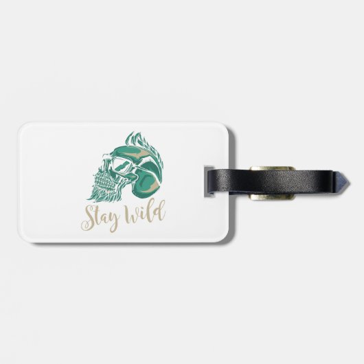 Stay Wild Modern Bearded Skull Bagagelabel (Achterkant horizontaal)