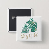Stay Wild Modern Bearded Skull Vierkante Button 5,1 Cm (Voorkant /achterkant)