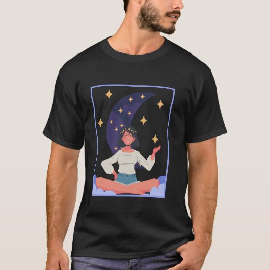 Stay Wild Moon Child Hippie Sitting on Crescent Mo T-shirt (Voorkant)