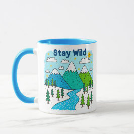 Stay Wild Mountain River Kids Art Design Mok