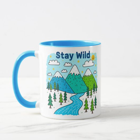 Stay Wild Mountain River Kids Art Design Mok (Links)