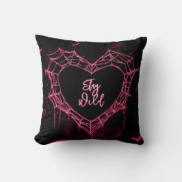 “Stay Wild” Pink Neon Heart Web Custom Name Kussen