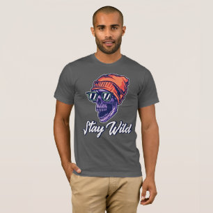 Stay Wild – Retro Skull & Typography T-shirt