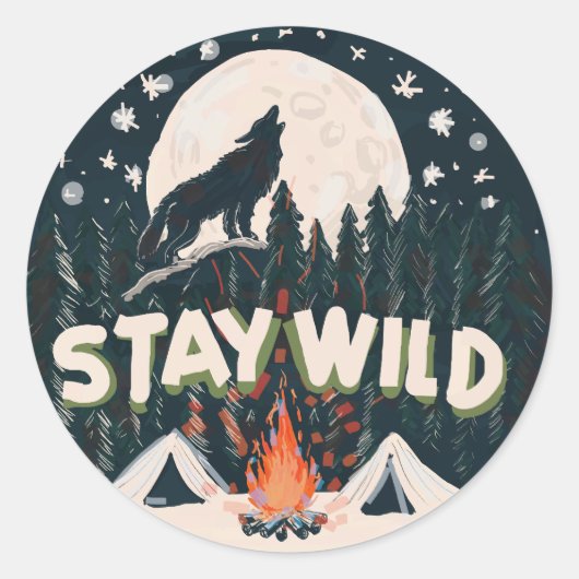 Stay Wild Ronde Sticker (Voorkant)
