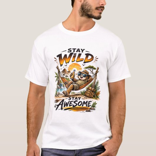 Stay Wild Stay Awesome Pangolin Hammock Adventure  T-shirt (Voorkant)