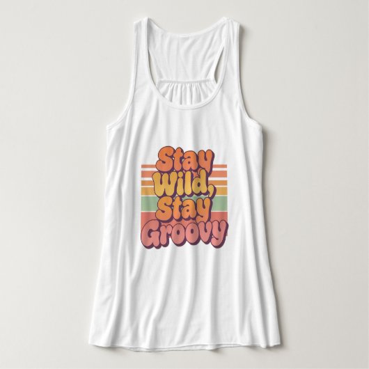 Stay Wild Stay Groovy Retro 70s Sunset Tanktop (Design voorkant)