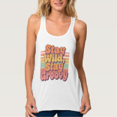 Stay Wild Stay Groovy Retro 70s Sunset Tanktop (Voorkant)
