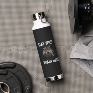 Stay Wild Train Hard Wolf Waterfles Fitness 
