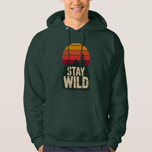 Stay Wild Vintage Sunset Mountain Hoodie (Voorkant)