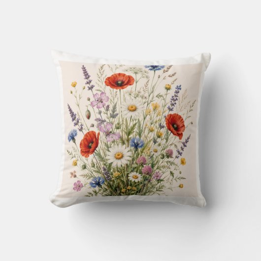 Stay Wild | Vintage Wild Herbs Botanical Design Kussen (Voorkant)