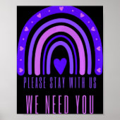 Stay With Us Rainbow 988 Suicide Prevention  Poster (Voorkant)