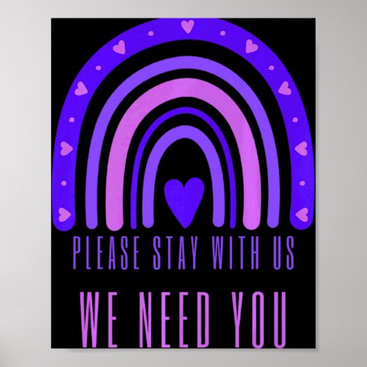 Stay With Us Rainbow 988 Suicide Prevention  Poster (Voorkant)