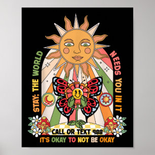 Stay World Needs You Call 988 Zelfmoordpreventie Poster