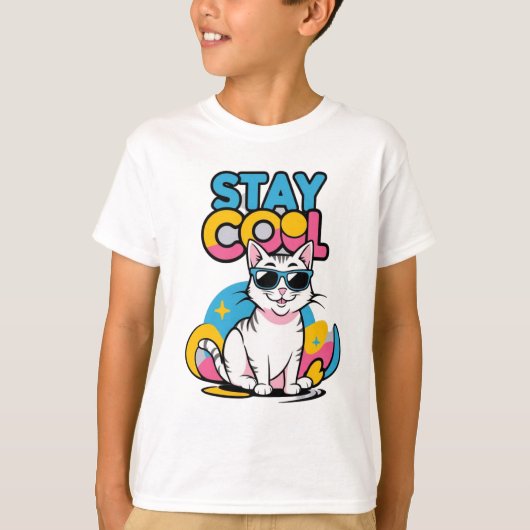 StayCoolCatTshirtDesign-CoolCatTeeGraphics voorCas T-shirt (Voorkant)