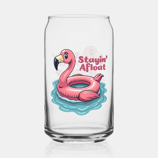 Stayin' Afloat Grappig Flamingo Zwembad Float Retr Blikvorm Glas (Achterkant)