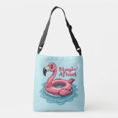 Stayin' Afloat Grappig Flamingo Zwembad Float Retr Crossbody Tas (Achterkant)