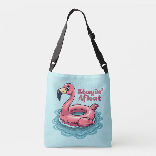 Stayin' Afloat Grappig Flamingo Zwembad Float Retr Crossbody Tas (Achterkant)