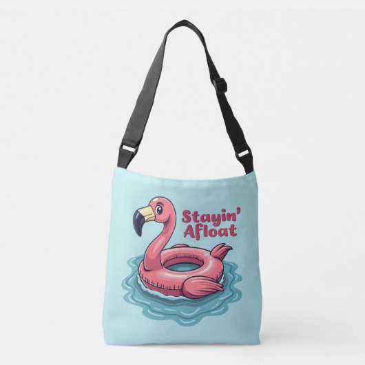 Stayin' Afloat Grappig Flamingo Zwembad Float Retr Crossbody Tas (Voorkant)
