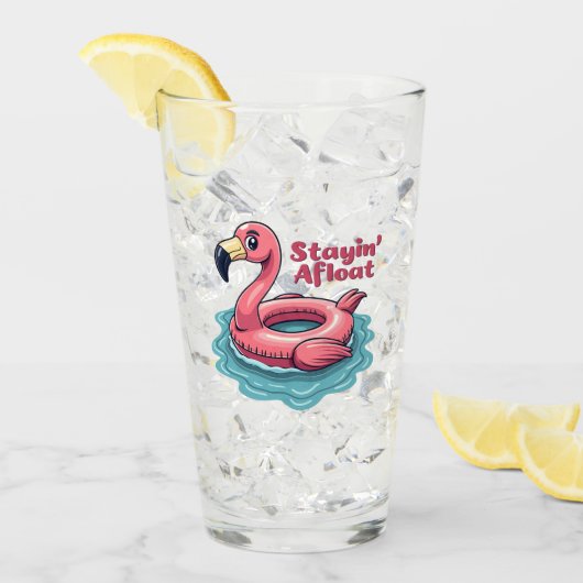 Stayin' Afloat Grappig Flamingo Zwembad Float Retr Glas (Voorkant ijs)