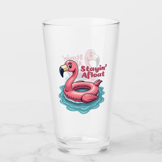 Stayin' Afloat Grappig Flamingo Zwembad Float Retr Glas (Voorkant)