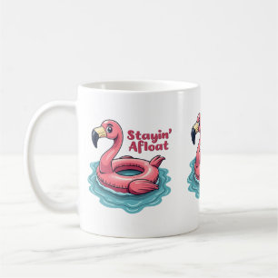 Stayin' Afloat Grappig Flamingo Zwembad Float Retr Koffiemok
