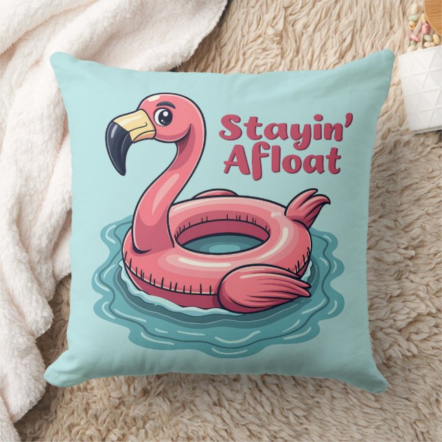 Stayin' Afloat Grappig Flamingo Zwembad Float Retr Kussen (Deken)