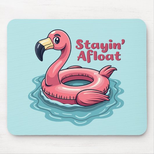 Stayin' Afloat Grappig Flamingo Zwembad Float Retr Muismat (Voorkant)