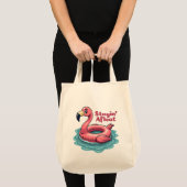 Stayin' Afloat Grappig Flamingo Zwembad Float Retr Tote Bag (Voorkant (product))