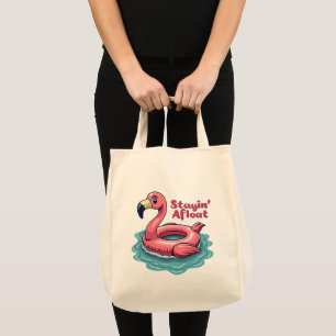 Stayin' Afloat Grappig Flamingo Zwembad Float Retr Tote Bag