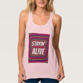 STAYIN' ALIVE  1970S RETRO T-SHIRTS (Voorkant)