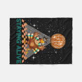 Staying Alive Disco 70s Turkije Thanksgiving Dans Fleece Deken (Voorkant (Horizontaal))