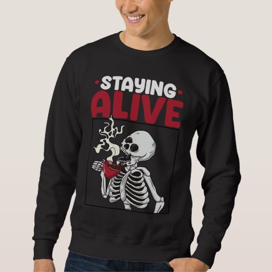 Staying Alive Scary Skeleton Women  Pirates Party Trui (Voorkant)