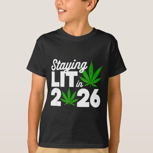 Staying Lit 2026 High Wasted Weed New Years Funny  T-shirt (Voorkant)