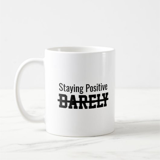 Staying positive barely koffiemok (Links)