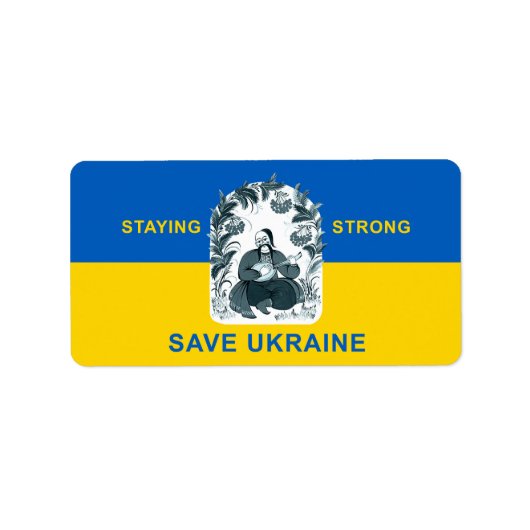 Staying strong, save Ukraine Etiket (Voorkant)