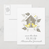 STD gele zoenende vogels Aankondigingskaart (Voorkant / Achterkant)