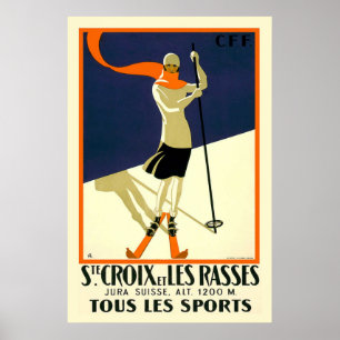 "Ste Croix et Les Rasses" Swiss Vintage Travel Poster