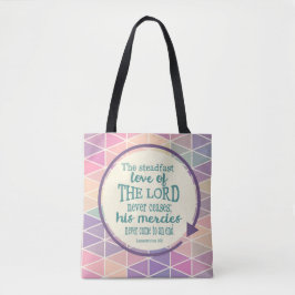 Steadfast Love of God, Scripture Triangle Pattern Tote Bag