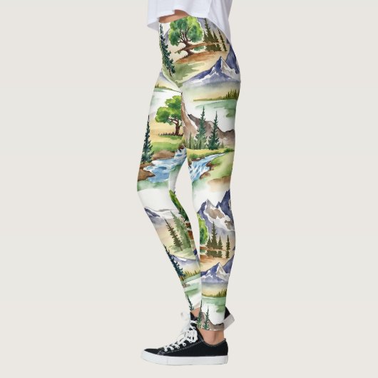 Steadfast Mountains Naadloos patroon Leggings (Links)