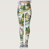 Steadfast Mountains Naadloos patroon Leggings (Voorkant)