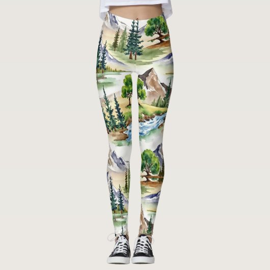 Steadfast Mountains Naadloos patroon Leggings (Voorkant)