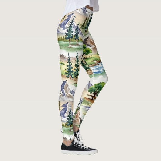 Steadfast Mountains Naadloos patroon Leggings (Rechts)